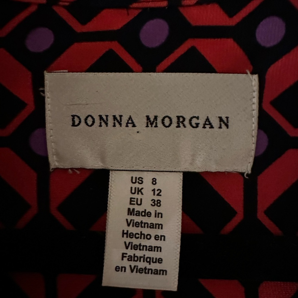 Donna Morgan Red and Black Wrap Dress Long Sleeve - Picture 3 of 3